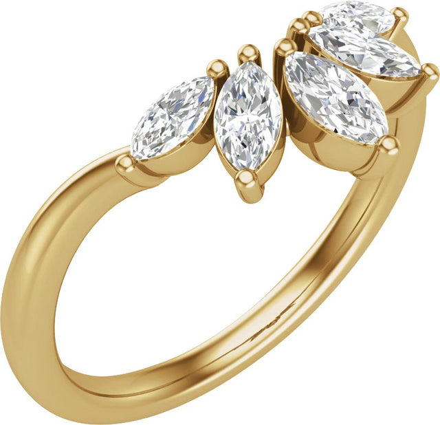 14K Gold Marquise Lab-Grown Diamond Contour Band – 4.7x3mm - Yellow Gold