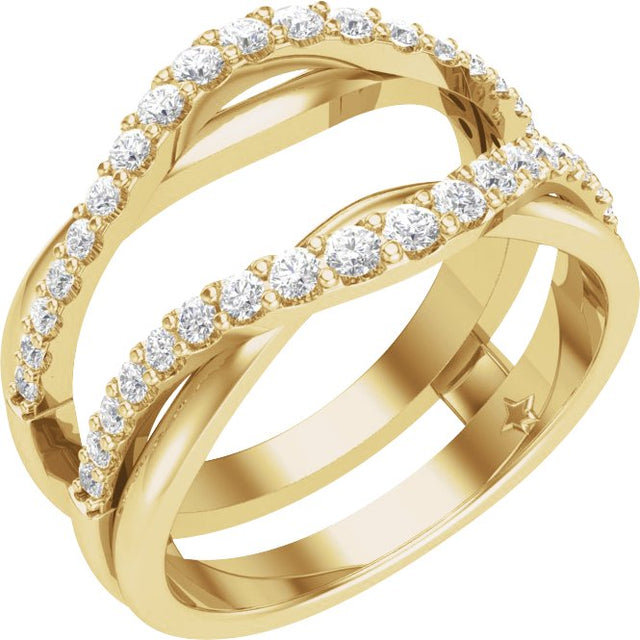 14K Gold Round Natural Diamond Ring Guard No. 3 - Yellow Gold