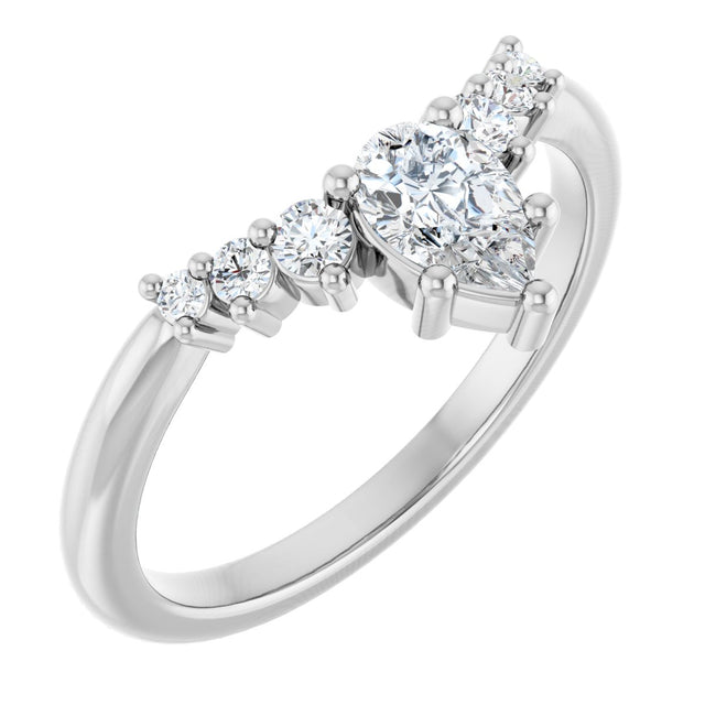 Platinum Marquise Natural Diamond Accented Contour Band – 4x2mm