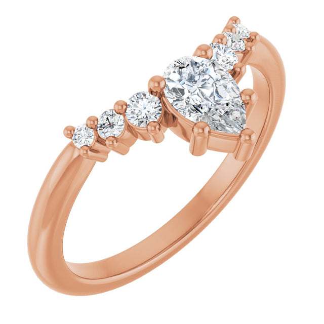 14K Gold Marquise Lab-Grown Diamond Accented Contour Band – 4x2mm - Rose Gold
