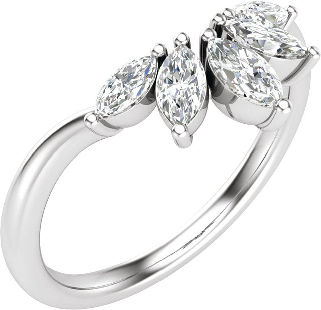14K Gold Marquise Natural Diamond Contour Band – 4.7x3mm - White Gold