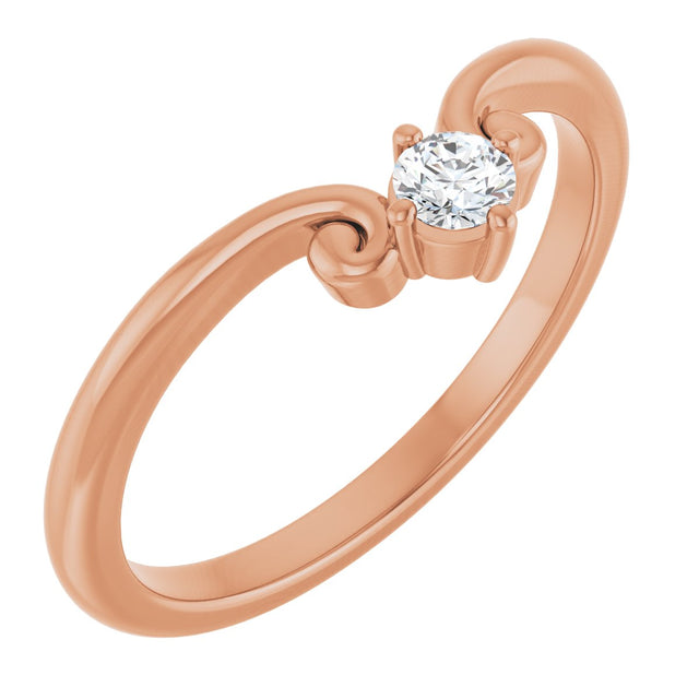 14K Gold Marquise Natural Diamond Contour Band – 4x3mm - Rose Gold