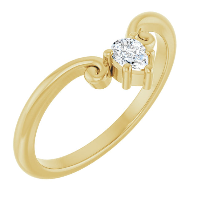 14K Gold Marquise Natural Diamond Contour Band – 4x3mm - Yellow Gold
