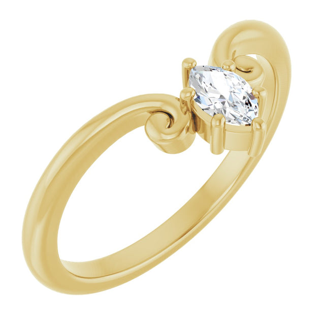 14K Gold Marquise Natural Diamond Contour Band – 4x3mm - Yellow Gold