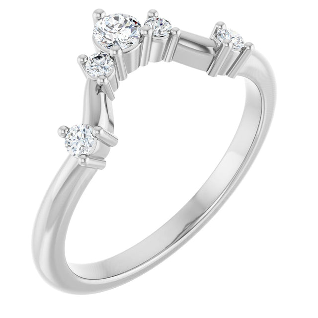 14K Gold Round Lab-Grown Diamond Contour Band – 4x2.5mm - White Gold