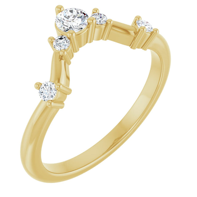 14K Gold Round Lab-Grown Diamond Contour Band – 4x2.5mm - Yellow Gold