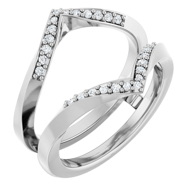 Platinum Round Natural Diamond Ring Guard VIII