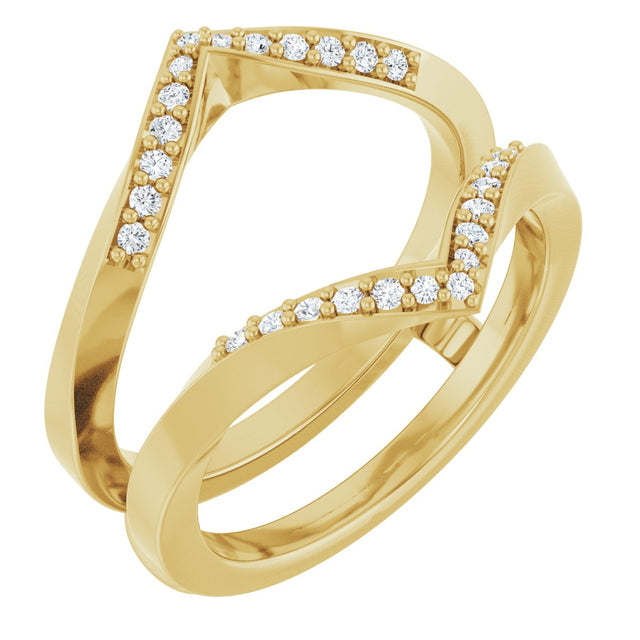 14K Gold Round Natural Diamond Ring Guard VIII - Yellow Gold