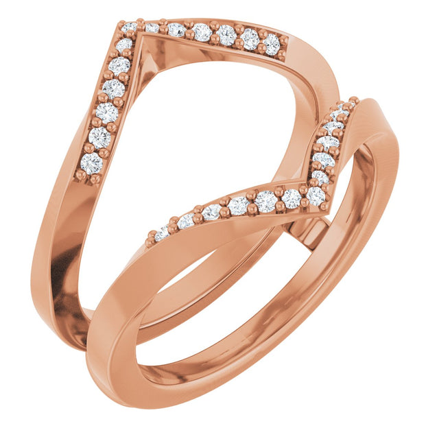 14K Gold Round Lab-Grown Diamond Ring Guard VI - Rose Gold