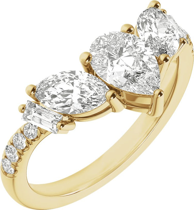 14K Gold Pear Lab-Grown Diamond Contour Band – 7.75x4.65mm - Yellow Gold