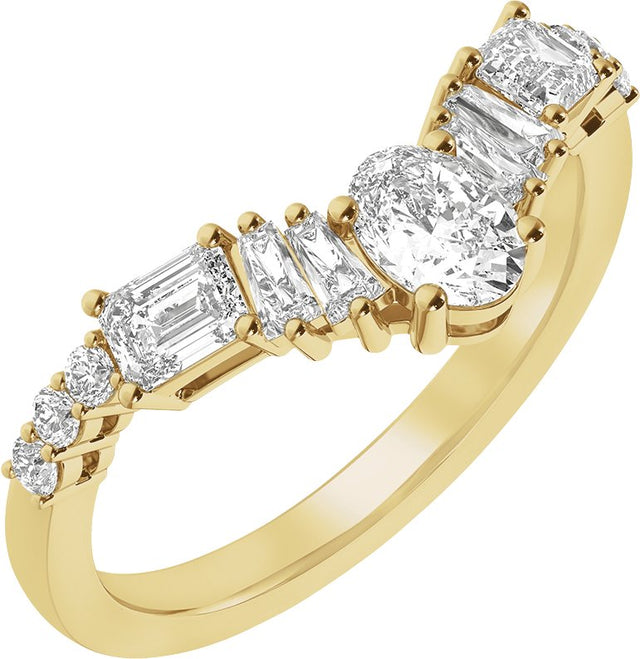 14K Gold Oval Lab-Grown Diamond Contour Band – 5.6x3.75mm - Yellow Gold