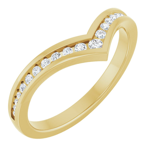 14K Gold Round Natural Diamond Contour Band No. 4 - Yellow Gold