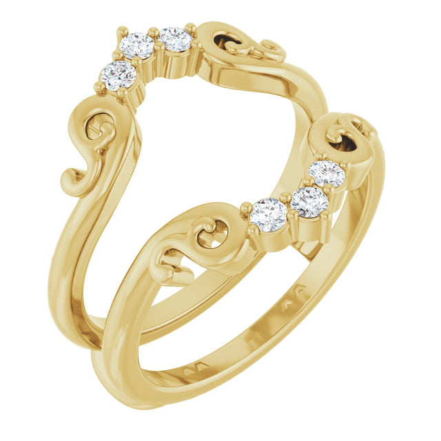 14K Gold Round Lab-Grown Diamond Sculptural Ring Guard - Yellow Gold