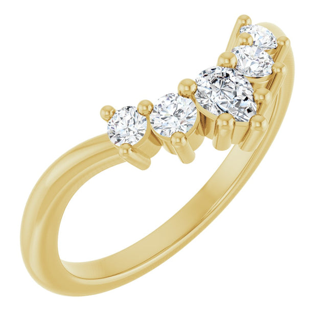 14K Gold Round Lab-Grown Diamond Contour Band – 4x3mm - Yellow Gold