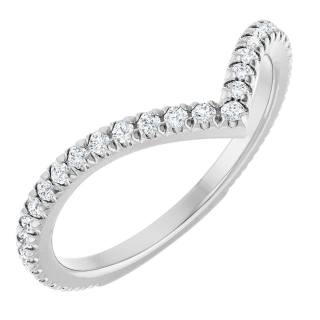 14K Gold Round Natural Diamond Accented Contour Band II - White Gold