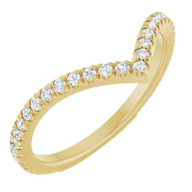 14K Gold Round Natural Diamond Accented Contour Band II - Yellow Gold