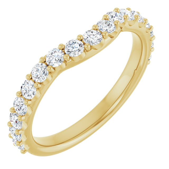 14K Gold Round Lab-Grown Diamond Accented Contour Band – 1.1-2.5mm Stones - Yellow Gold