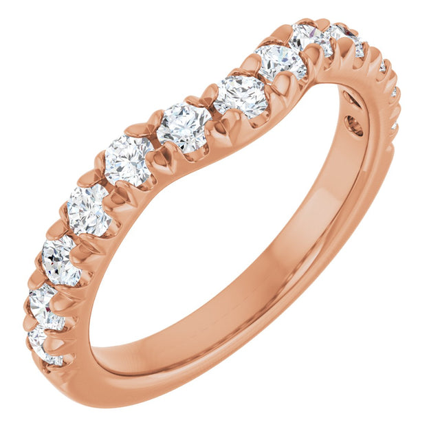 14K Gold Round Lab-Grown Diamond French-Set Contour Band - Rose Gold