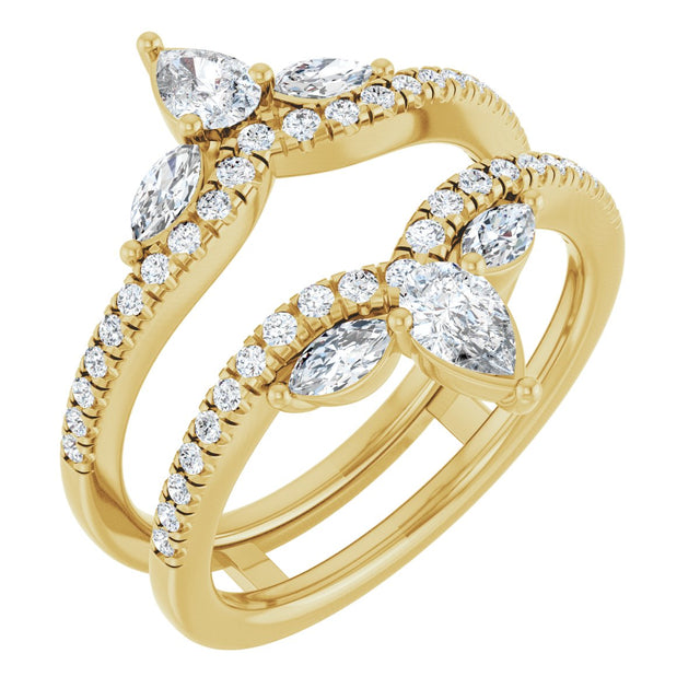 14K Gold Pear Natural Diamond Ring Guard – 4.7x3.1mm - Yellow Gold