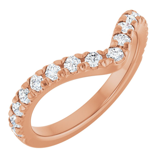 14K Gold Round Lab-Grown Diamond Accented Contour Band – 1.3-2mm Stones - Rose Gold
