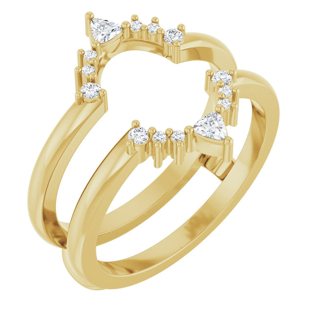 14K Gold Trillion Natural Diamond Ring Guard - Yellow Gold