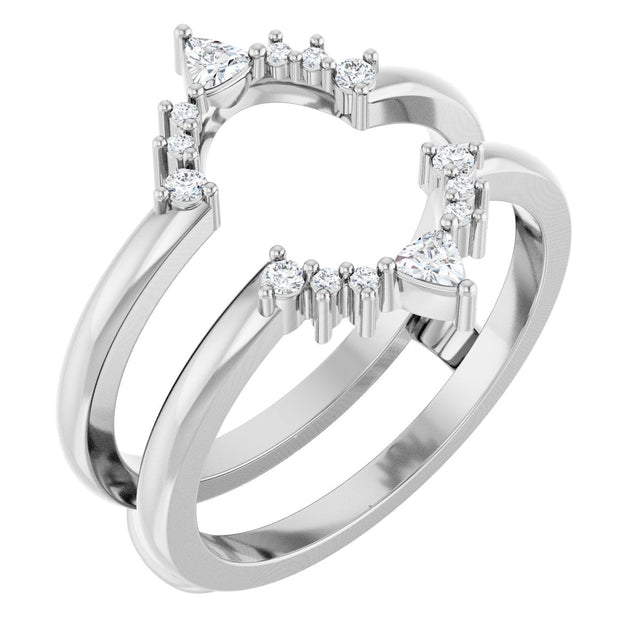 14K Gold Trillion Natural Diamond Ring Guard - White Gold