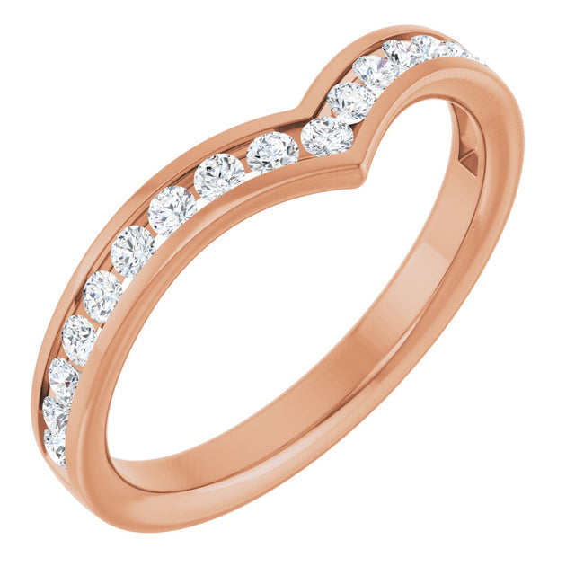 14K Gold Round Lab-Grown Diamond Channel-Set V Contour Band - Rose Gold