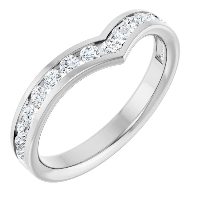 Platinum Round Lab-Grown Diamond Channel-Set V Contour Band