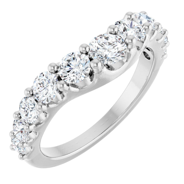 Platinum Round Lab-Grown Diamond Graduated Accent Contour Band
