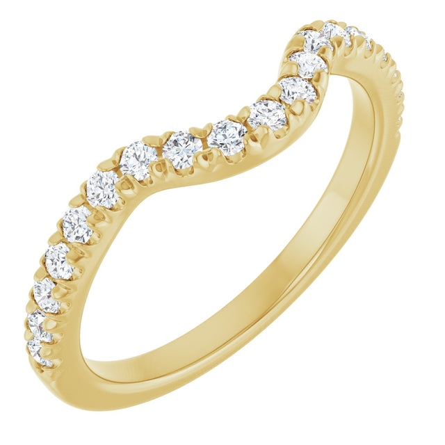 14K Gold Round Lab-Grown Diamond French-Set Contour Band – 1.3-2mm Stones - Yellow Gold