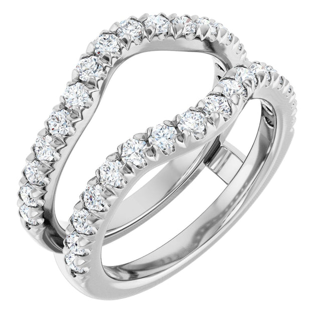 14K Gold Round Lab-Grown Diamond French-Set Ring Guard - White Gold