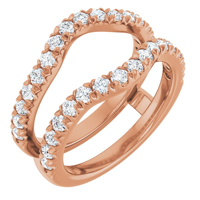 14K Gold Round Natural Diamond French-Set Ring Guard - Rose Gold