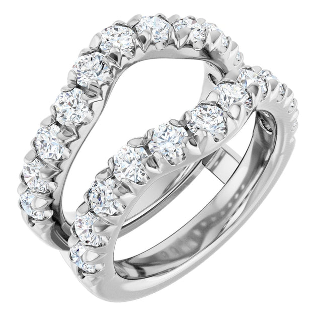 14K Gold Round Lab-Grown Diamond French-Set Ring Guard - White Gold
