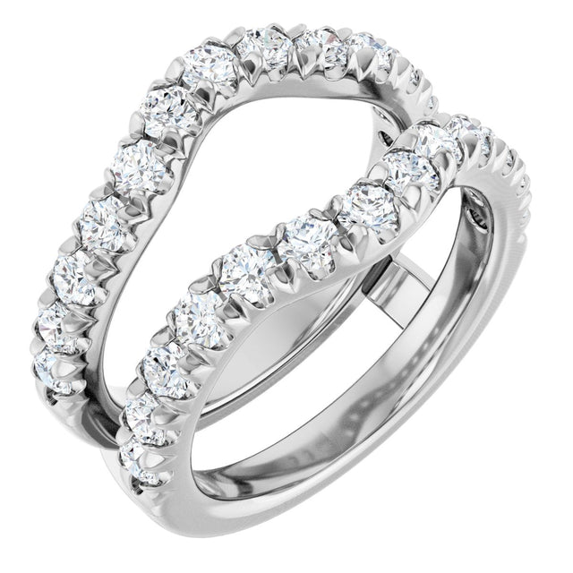 Platinum Round Natural Diamond French-Set Ring Guard