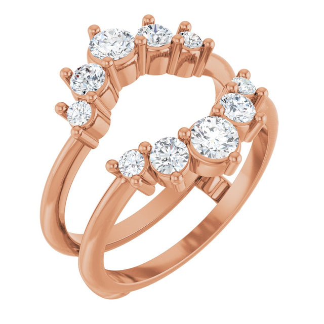 14K Gold Round Lab-Grown Diamond Ring Guard – 2.2-3.5mm Stones - Rose Gold
