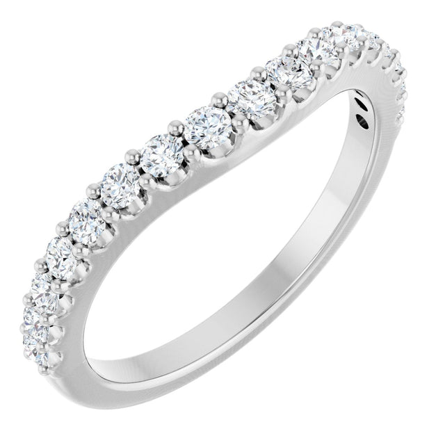 14K Gold Round Lab-Grown Diamond Graduated Accent Contour Band - White Gold