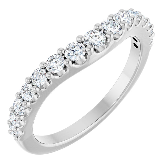 Platinum Round Lab-Grown Diamond Graduated Accent Contour Band