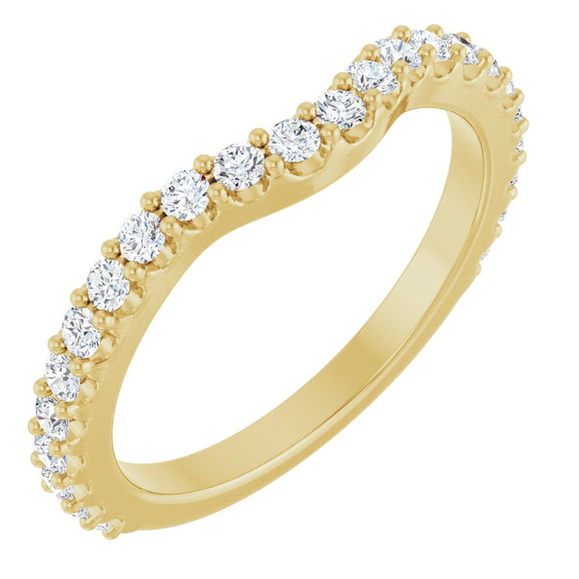 14K Gold Round Lab-Grown Diamond Accented Contour Band – 1.1-3mm Stones - Yellow Gold