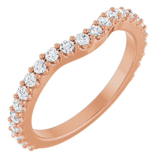 14K Gold Round Lab-Grown Diamond Accented Contour Band – 1.1-3mm Stones - Rose Gold