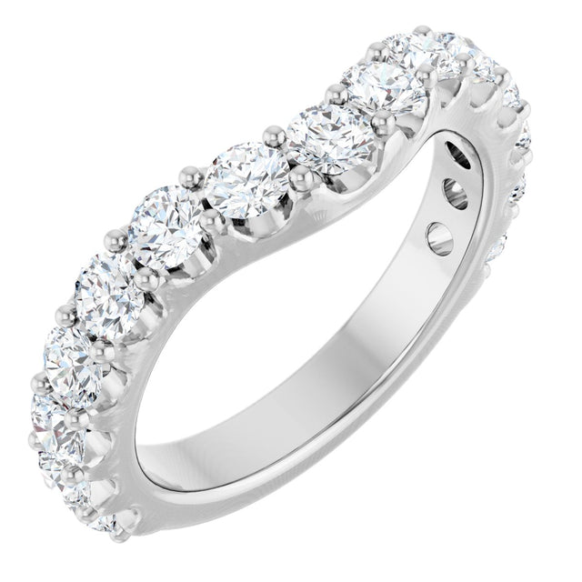 14K Gold Round Lab-Grown Diamond Accented Contour Band – 1.1-3mm Stones - White Gold