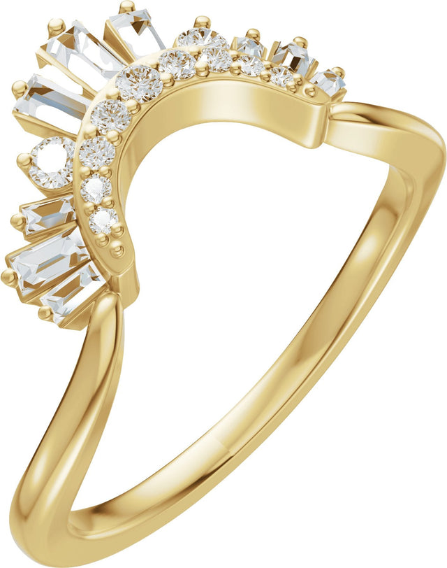 14K Gold Straight Baguette Natural Diamond Contour Band – 3x1.5mm - Yellow Gold