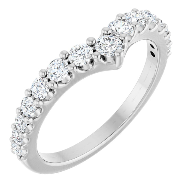 Platinum Round Lab-Grown Diamond Accented Contour Band – 2.7mm Stones