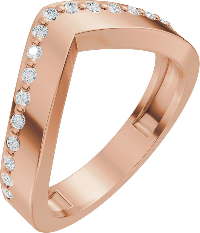 14K Gold Round Lab-Grown Diamond Accented Contour Band – 1.3mm Stones - Rose Gold
