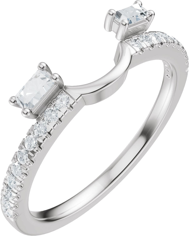 14K Gold Straight Baguette Natural Diamond Wrap-Style Ring Enhancer - White Gold
