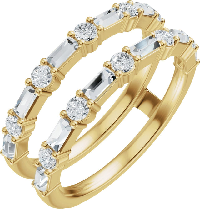14K Gold Straight Baguette Lab-Grown Diamond Accented Ring Guard – 3x1.5mm - Yellow Gold