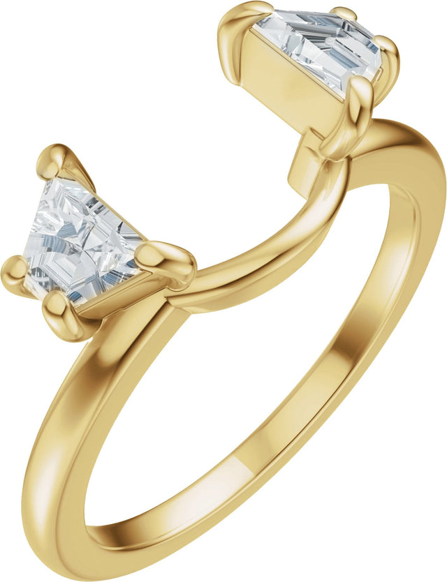 14K Gold Trapezoid Lab-Grown Diamond Wrap Ring Enhancer - Yellow Gold