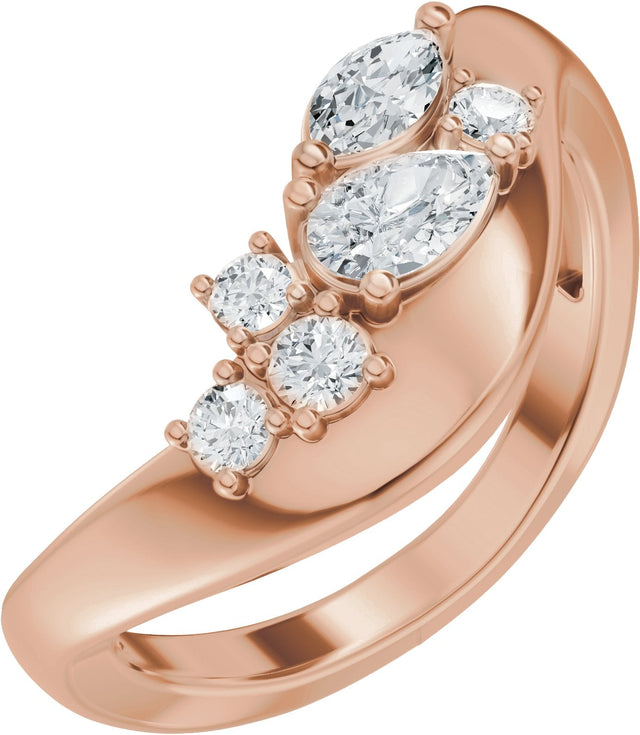 14K Gold Pear Lab-Grown Diamond Contour Band – 4.7x3.1mm - Rose Gold