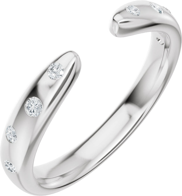 14K Gold Round Lab-Grown Diamond Accented Open Band - White Gold
