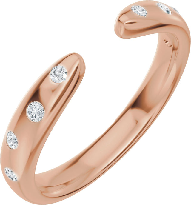 14K Gold Round Lab-Grown Diamond Accented Open Band - Rose Gold