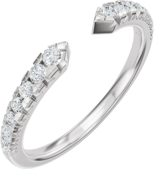 14K Gold Round Lab-Grown Diamond French-Set Accented Open Band - White Gold